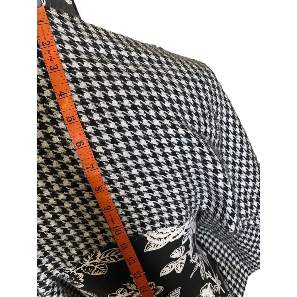 Black White Houndstooth Tassel Scarf Classic Checkered Wrap Winter Shawl Boho